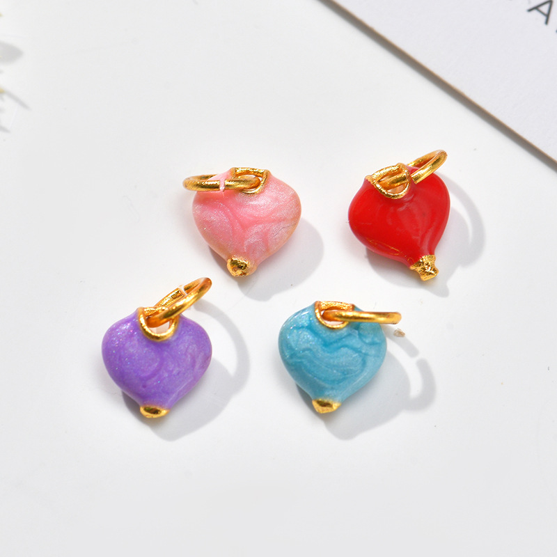 Factory wholesale oil-dripping brass, Korean-style fruit strawberry three-dimensional DIY earrings, pendants, bracelets, hair accessories and other accessories pic 5