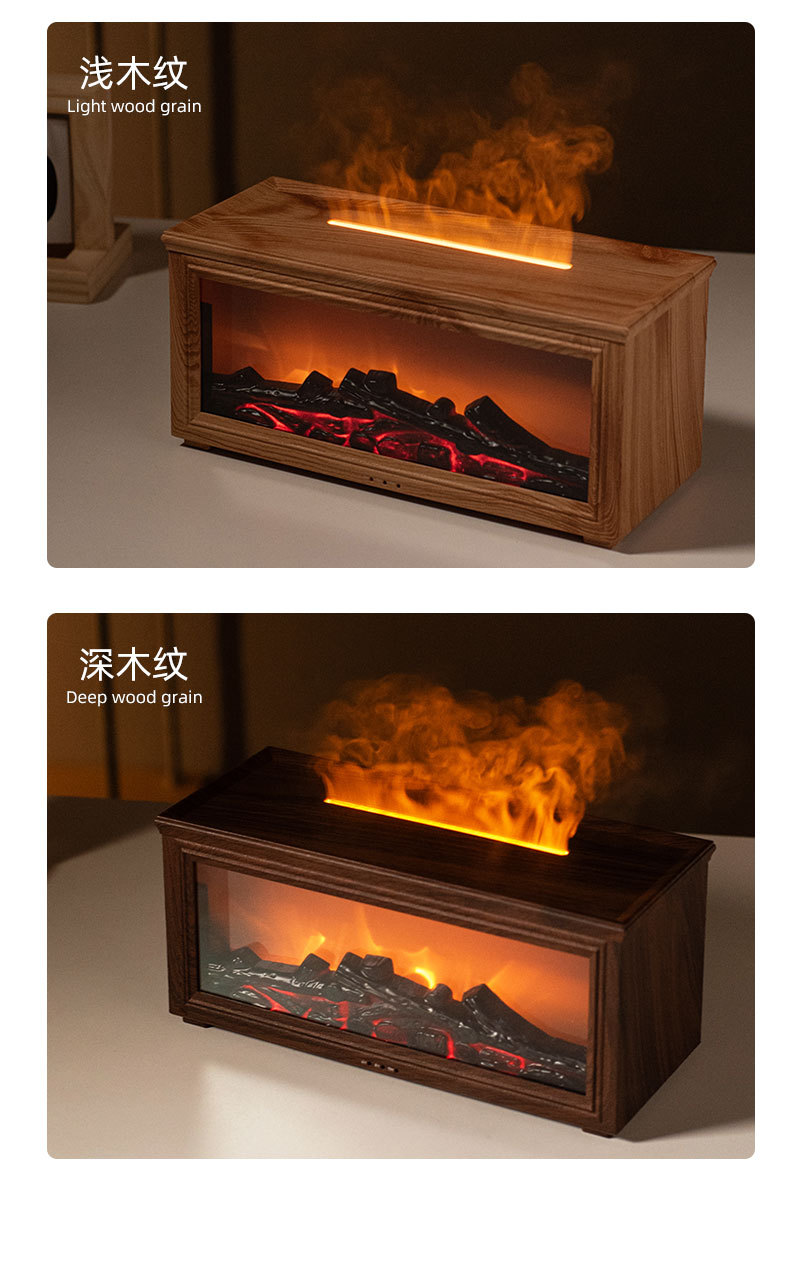 New retro fireplace flame humidifier, 3D simulation fireplace flame aroma diffuser, home desktop fireplace aroma diffuser pic 17