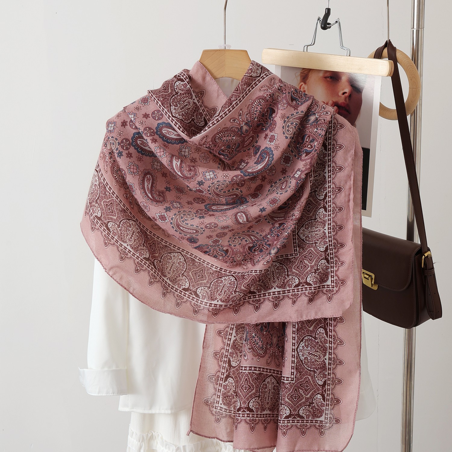 A color-blocked fashionable faux wool scarf, a thin and warm silk scarf, a large shawl, and a fashionable cape long scarf for women pic 15