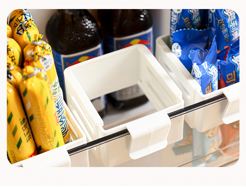 The refrigerator can be extended and the hanging box can be freely adjusted. It is a snap-on type refrigerator with a side door, sauce packets, small snacks, and a small hanging basket for organizing pic 15