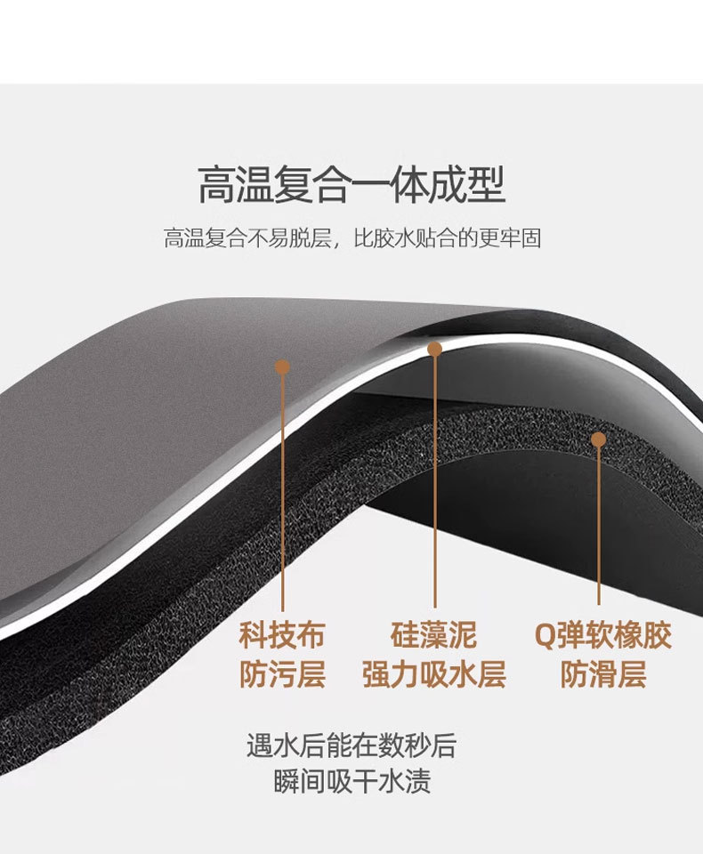 防滑硅藻泥门口脚垫厨房洗手间厕所干湿防霉入户地垫家用地毯详情4