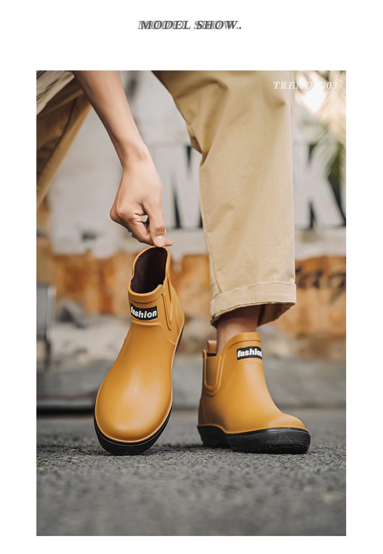 跨境雨鞋男士时尚雨靴防滑低筒新款切尔西成人户外钓鱼防水靴外贸详情4