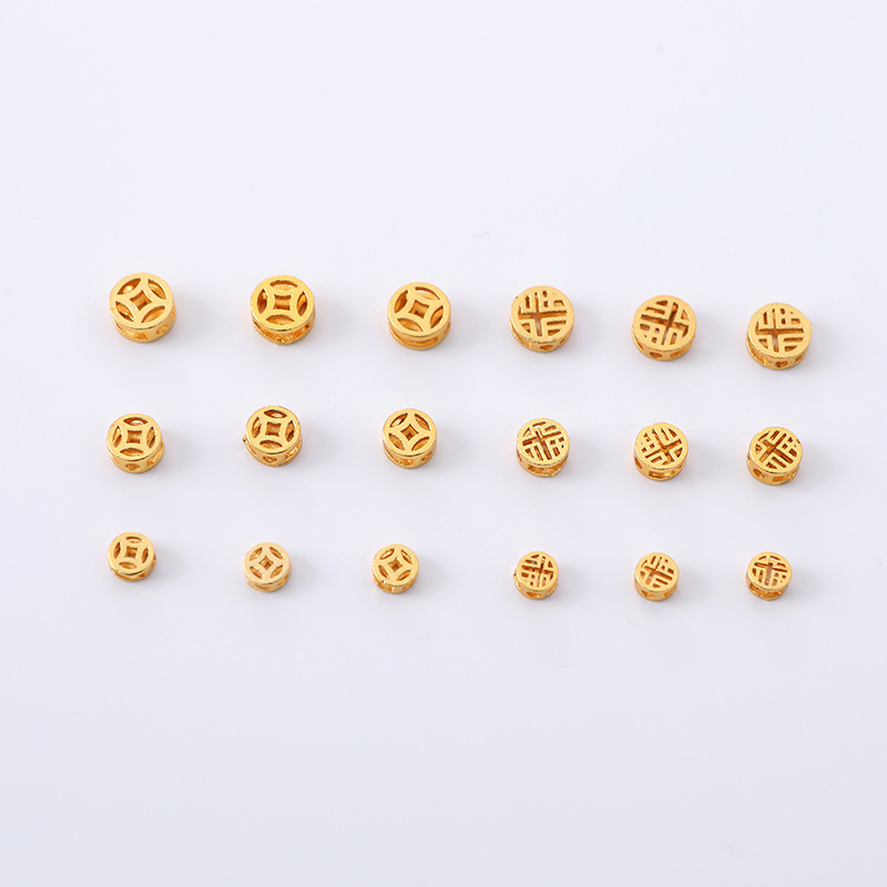 Sand gold hollowed-out copper coins, loose beads, interlocking beads, diy beaded bracelets, necklaces, jewelry materials and accessories manufacturer wholesale pic 10