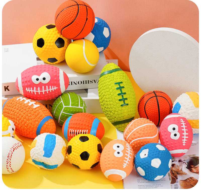 Latex toys, sound-making high-elastic cotton-filled latex pet football, sound-making football, dog teething toy ball pic 15