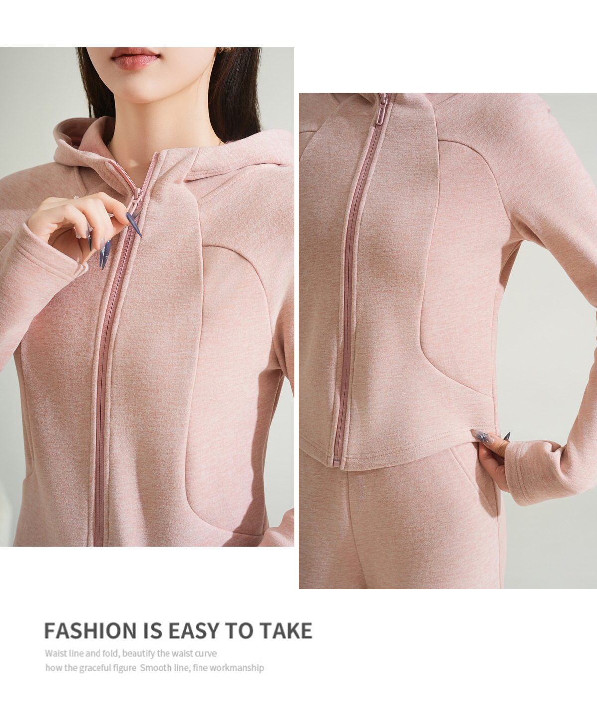 Cashmere and silk sports sweatshirt set for women, winter thickened with fleece and hooded casual set for women, windproof and warm for autumn and winter pic 20