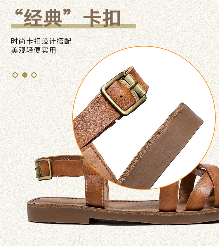 杰骤2025夏季新款罗马凉鞋女平底舒适露趾透气百搭一字带休闲时尚详情8
