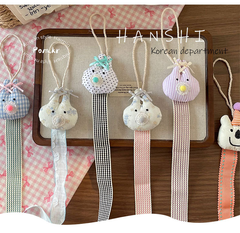 新款韩版卡通布艺收纳袋兔兔小熊发夹收纳神器可爱少女房间装饰物详情2