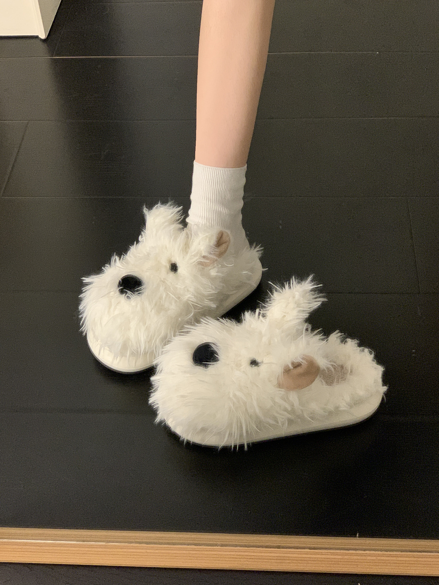 百搭潦草小狗毛毛拖鞋女外穿2025秋冬新款厚底增高保暖包头棉拖鞋详情15