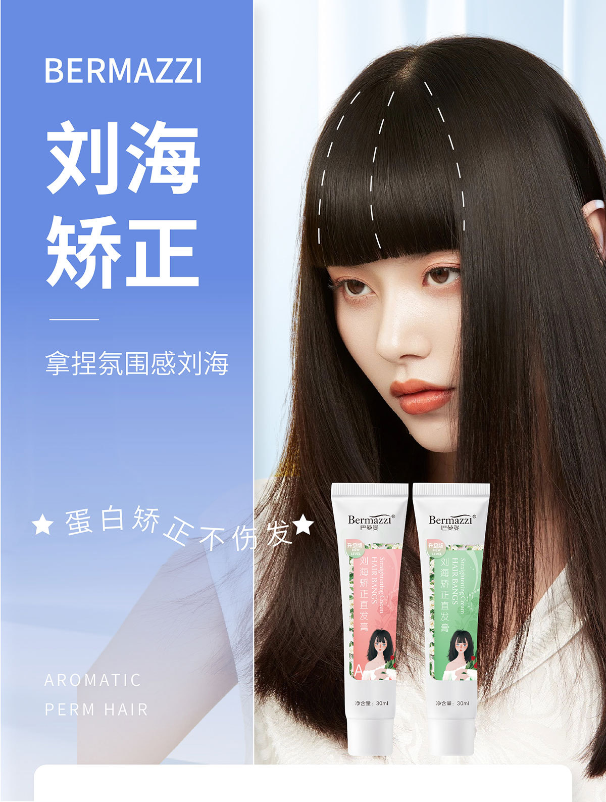蛋白矫正刘海软化剂家用直发膏分叉自然卷软化定型刘海矫正软化剂详情2