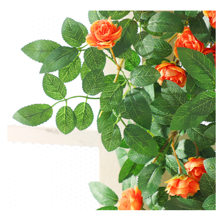 仿真蔷薇花墙面垂吊假花玫瑰藤蔓户外绿植塑料壁挂花装饰阳台植物详情7
