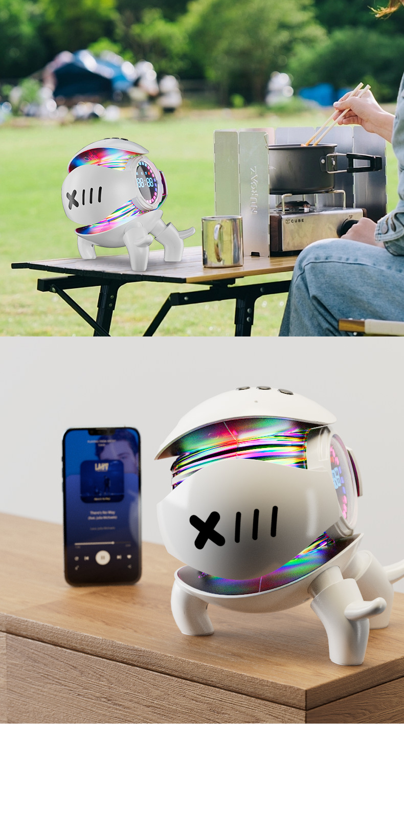 新品WIFI豆包Deepseek大模型AI智能音箱机甲怪兽蓝牙闹钟摆件音响详情36