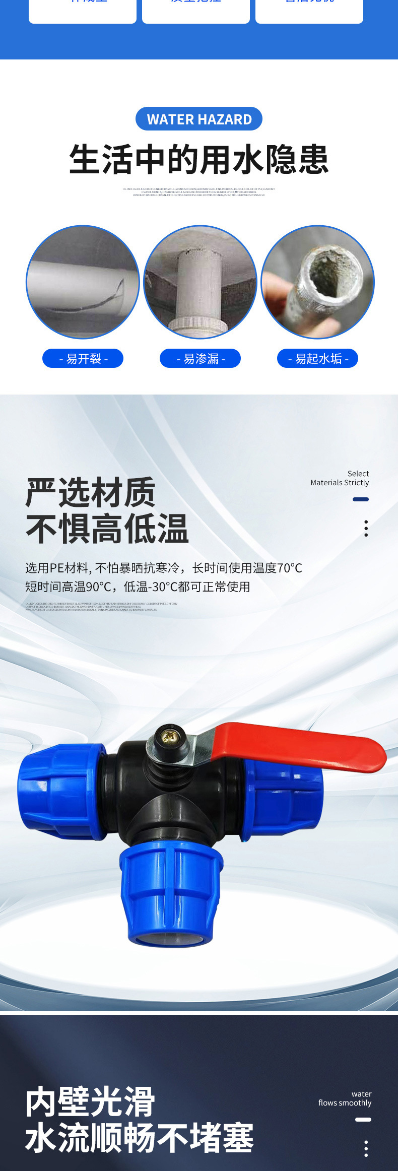 PE快速接头,灌溉管件PE快接头,三通灌溉管接头,弯头pe快速接头