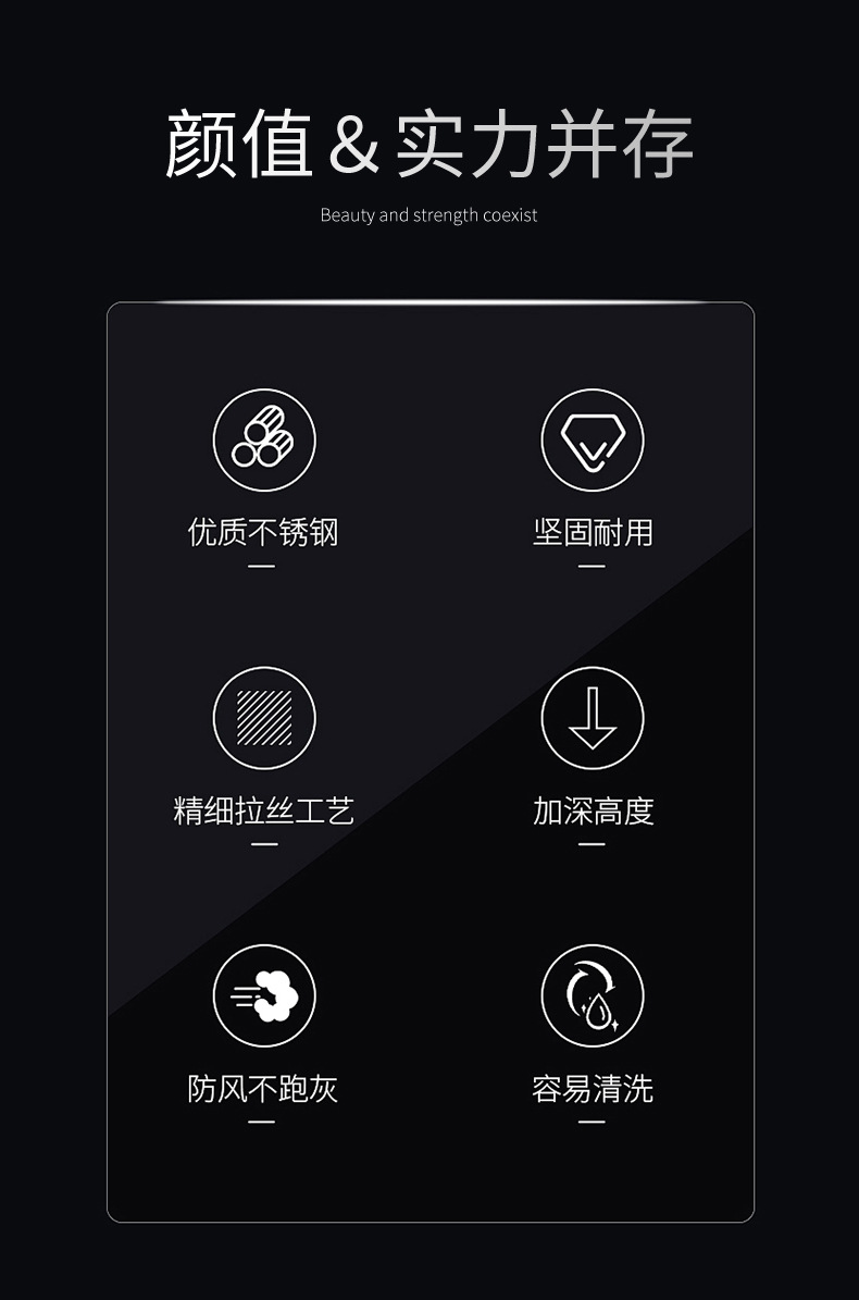 加厚耐用不锈钢金色烟灰缸网咖烟缸酒吧网吧烟灰缸厂家直供详情5