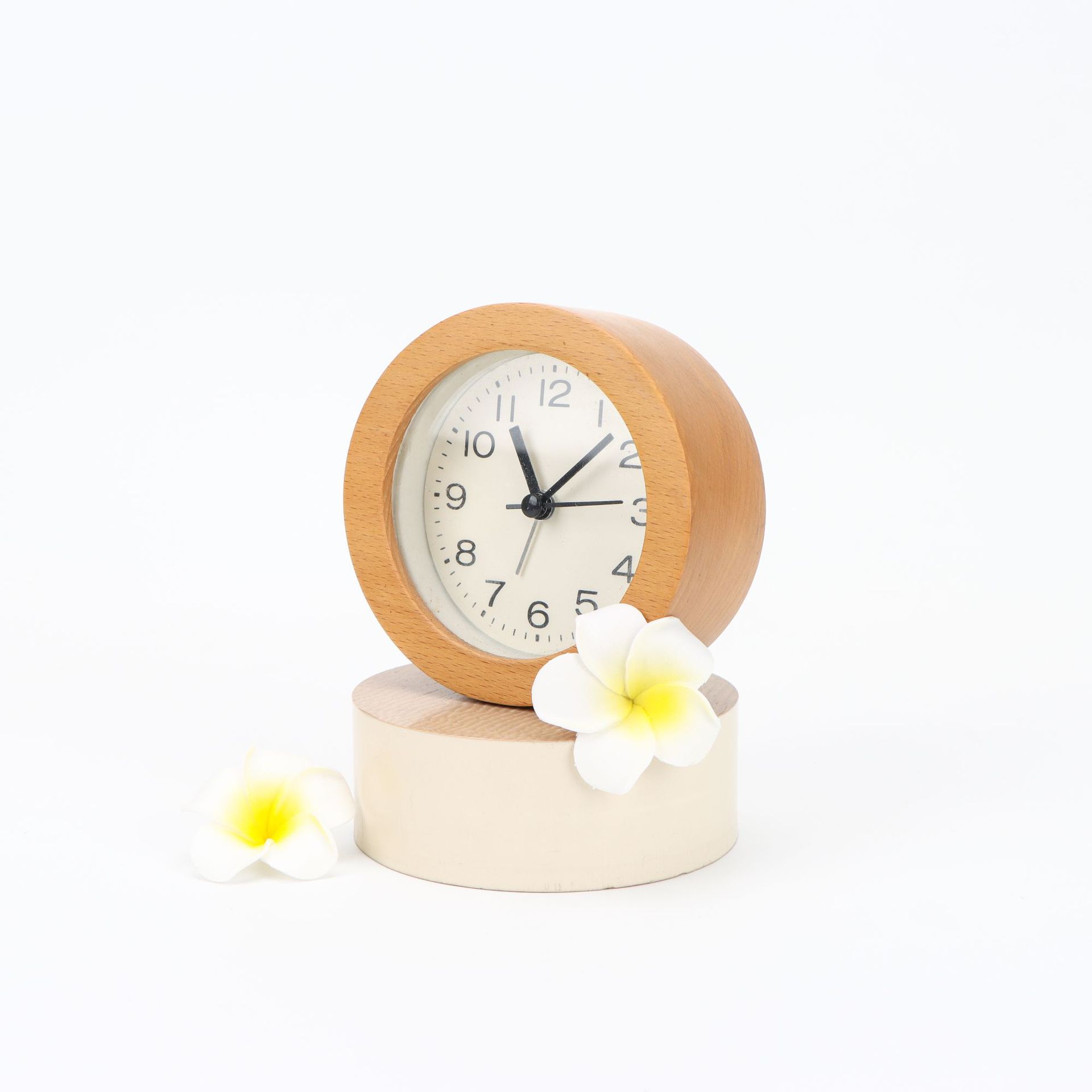 简约实木闹钟原木时钟创意夜光起床神器学生贪睡懒人多功能详情7