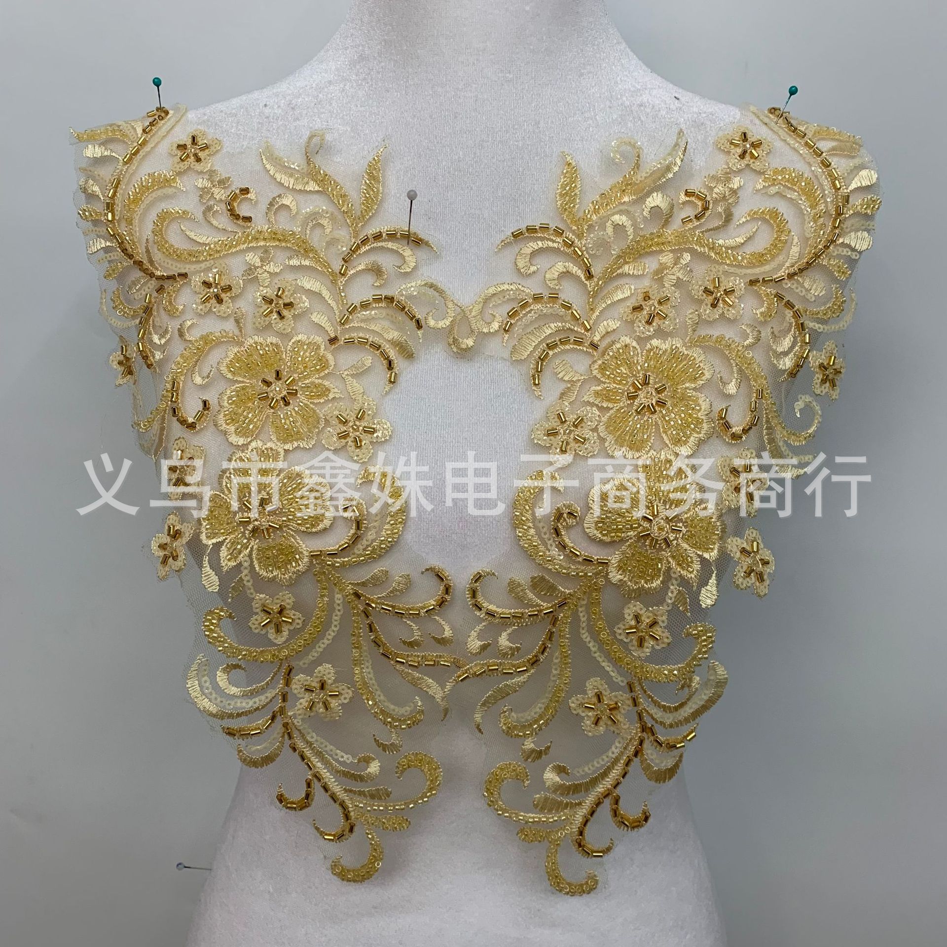 Best-selling colored three-dimensional lace embroidered fabric stickers for diy evening gowns and wedding clothing accessories with sequins and decals pic 14
