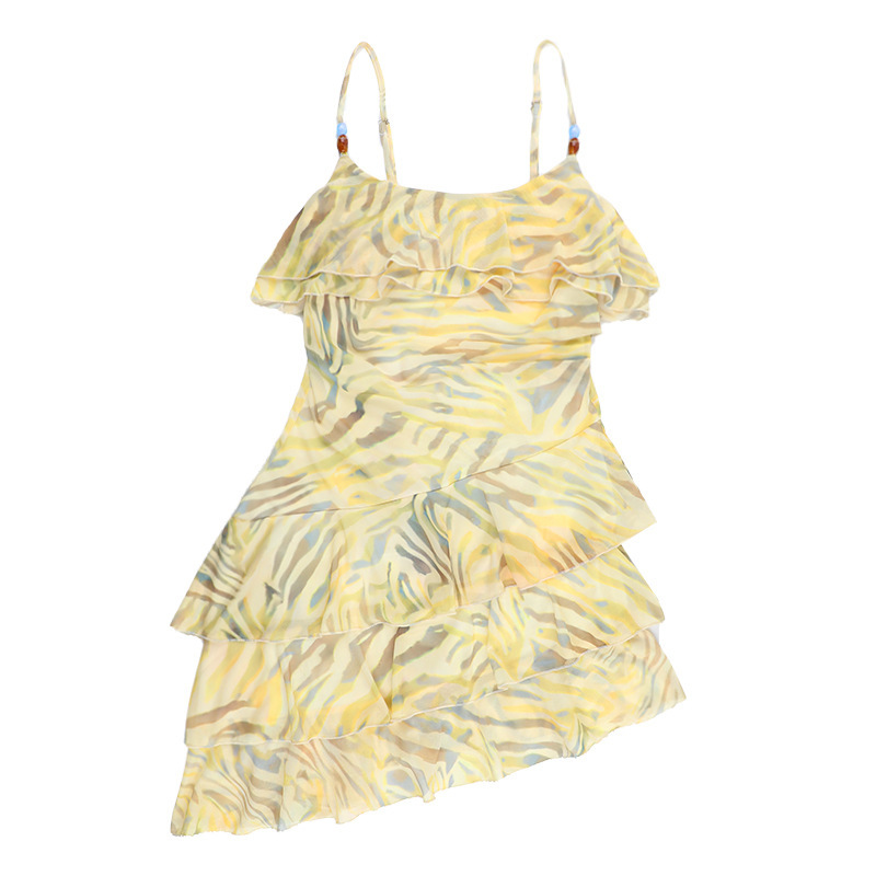 YJ25200 New personalized halter print ruffled dress for cross-border summer vacation and casual wear in Europe and America pic 13