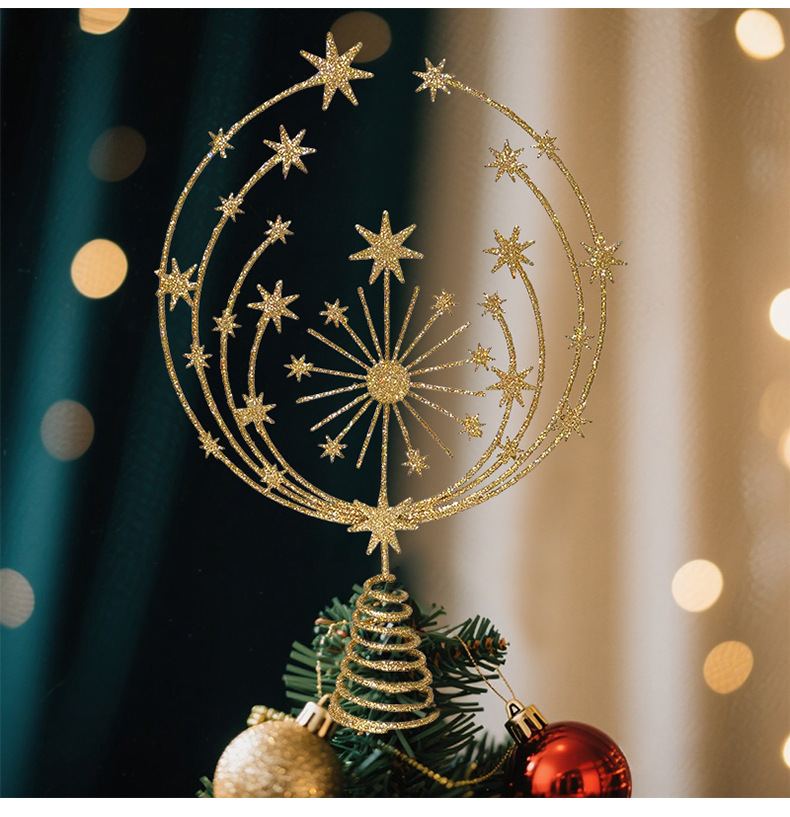New iron Christmas tree top star decorative item, Christmas scene arrangement, Christmas tree decoration, tree top star pic 4