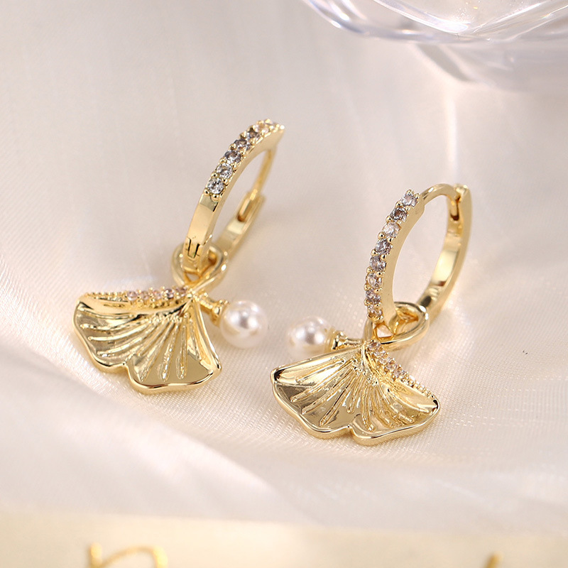 时尚高级感天然珍珠锆石耳环女花朵星星复古轻奢耳钉耳夹925银针详情23