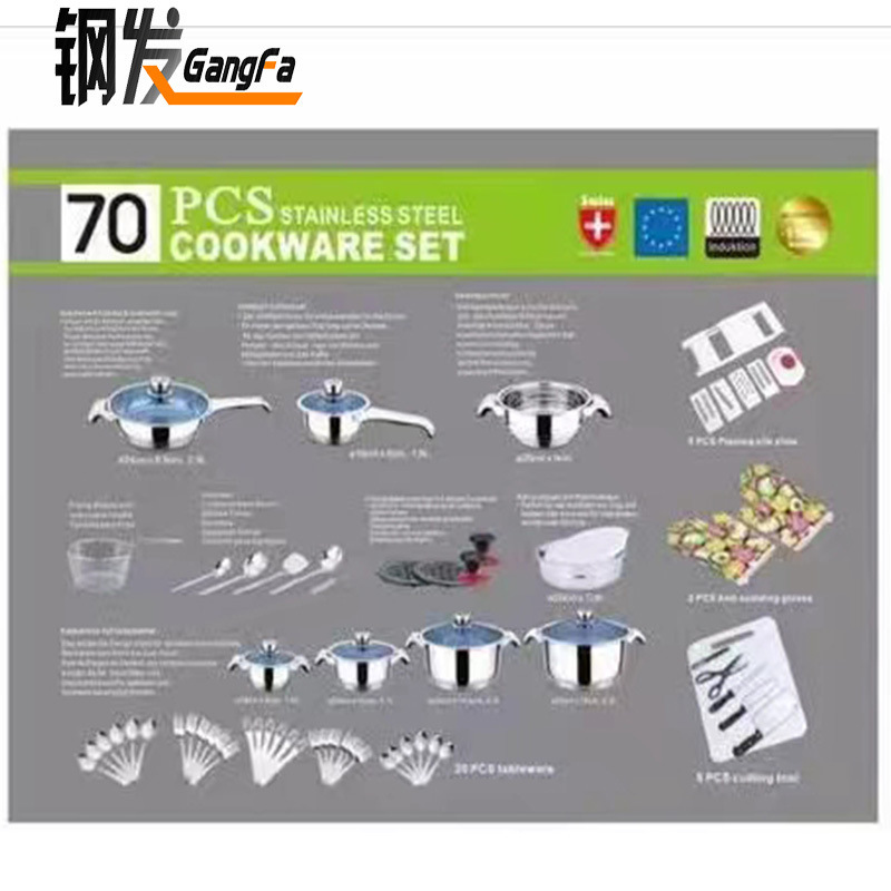 不锈钢套装锅具出口套装锅多功能多配件锅具100/70件套厂家直销详情3