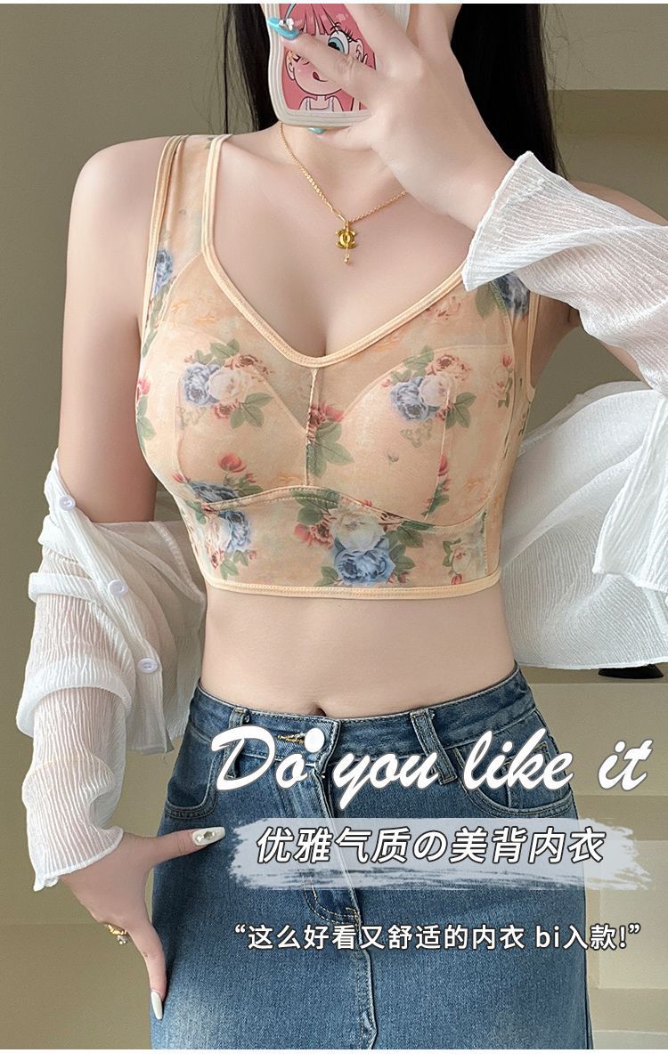 中老年妈妈内衣女士聚拢防下垂文胸罩无钢圈收副乳背心式运动抹胸详情3