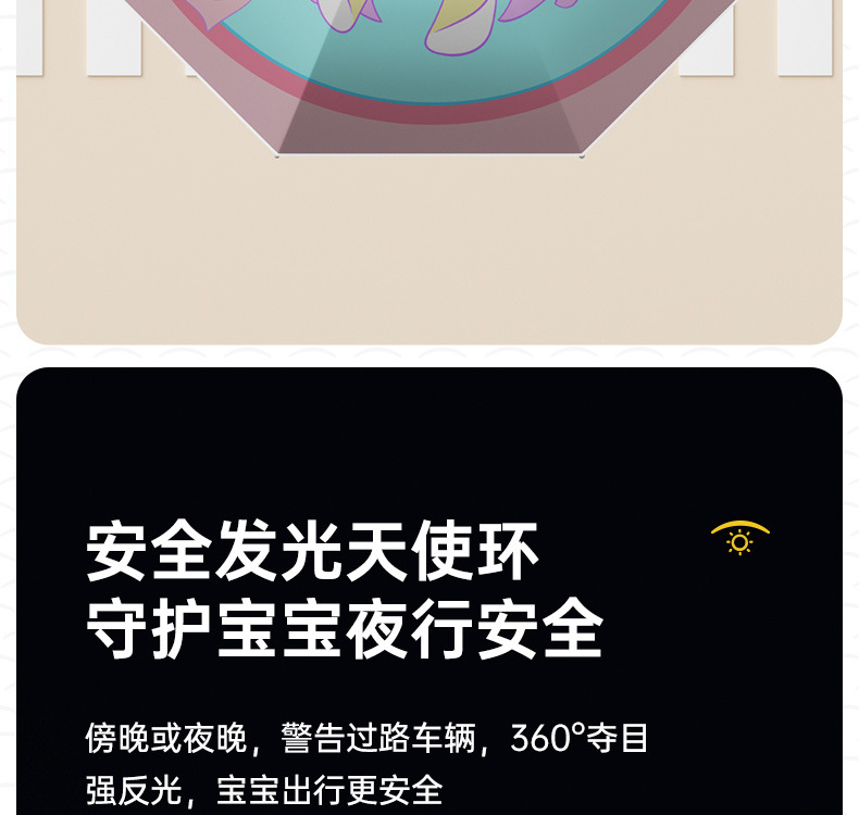 ZUODU左都儿童晴雨伞 女孩小学生晴雨两用长柄反光上学防晒遮阳伞详情10