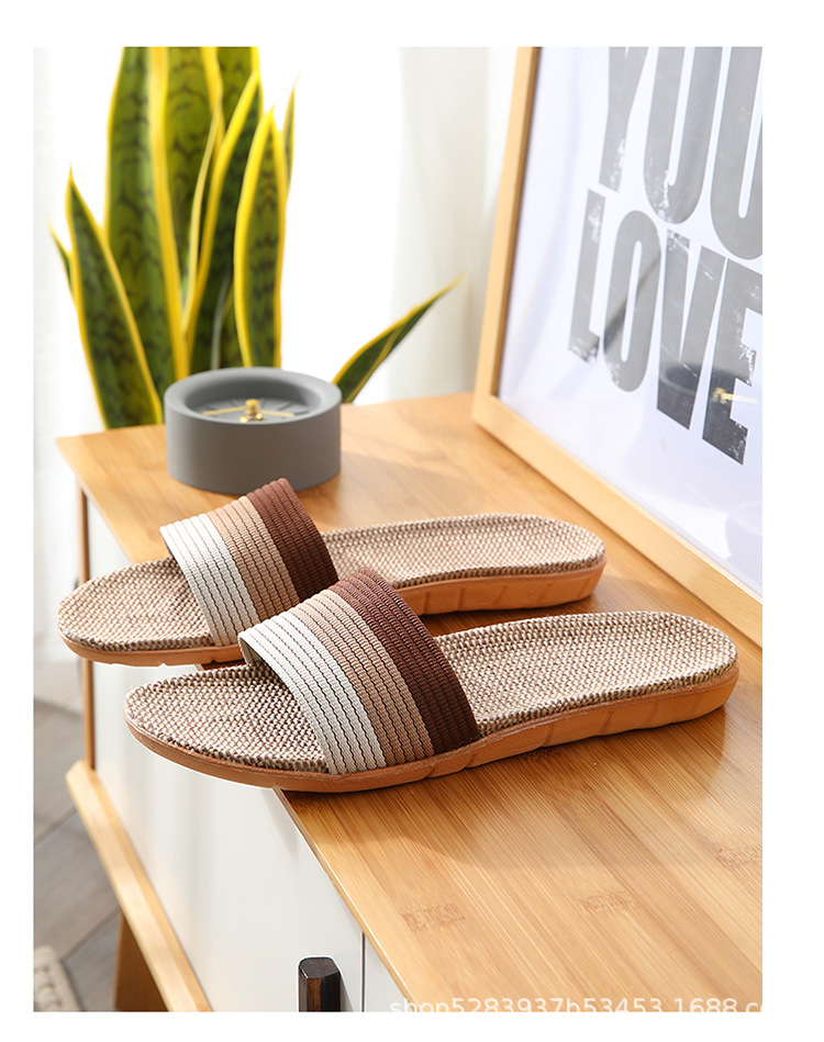 Four-season linen slippers for men, breathable and anti-slip in summer, for indoor home use. Cotton and linen cooling slippers for women, spring and autumn pic 11