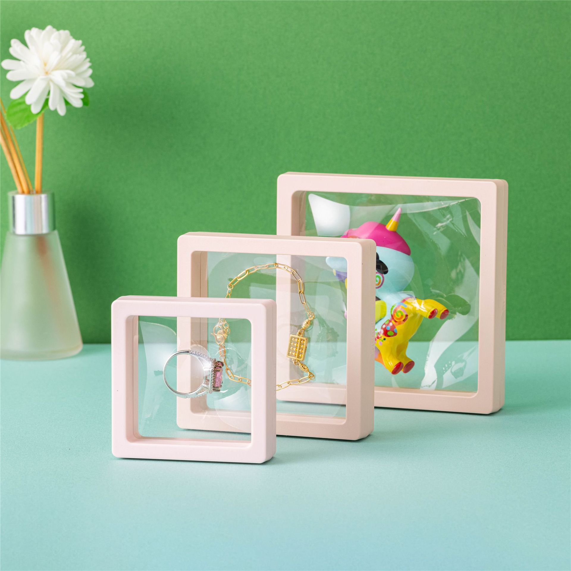 高密封性PE膜首饰盒包装高级感耳钉手串珠宝防氧化收纳展示悬浮盒详情14