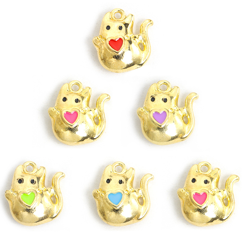 立体爱心猫咪滴油合金挂件 万圣节幽灵小鬼DIY饰品配件吊坠配饰批详情3