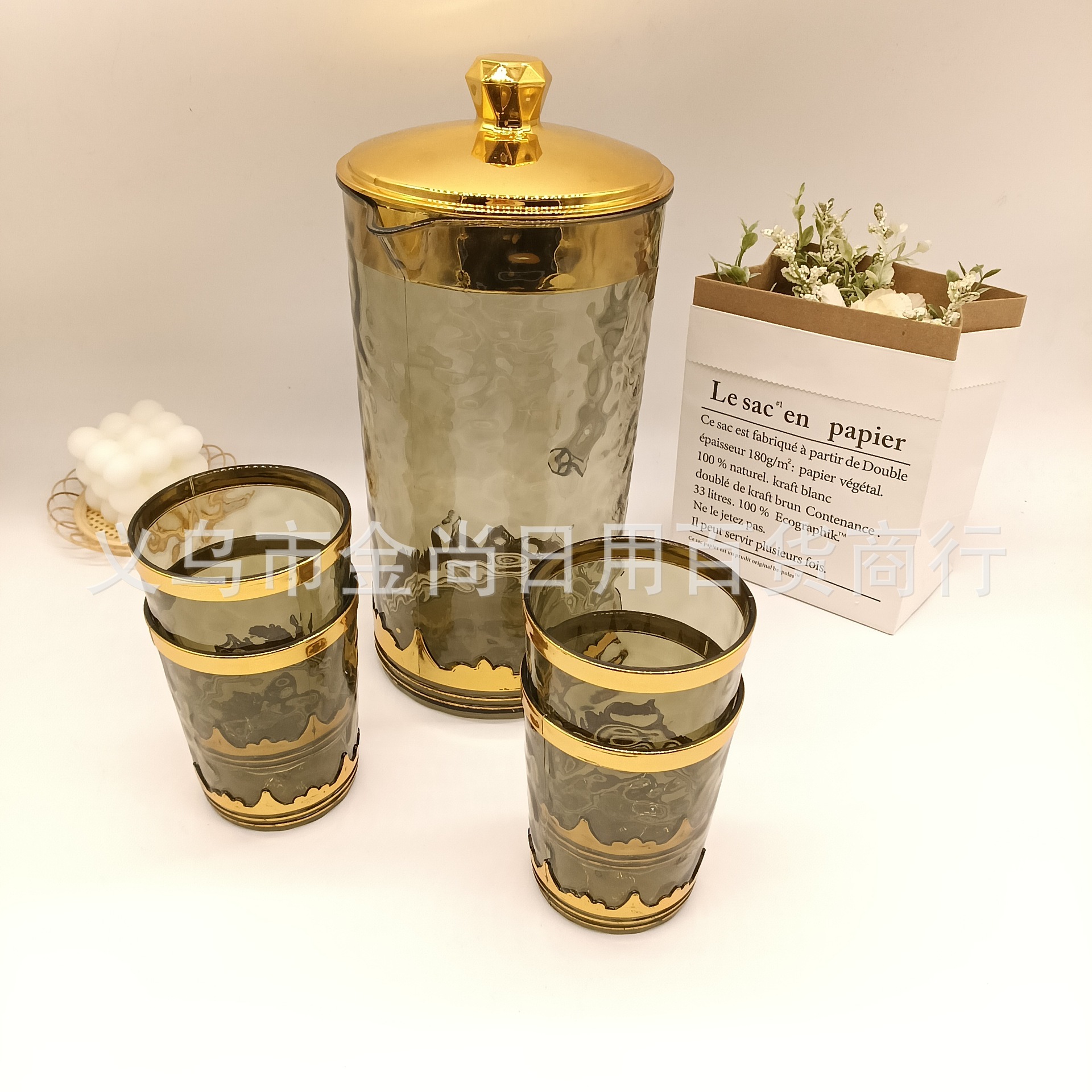 Cross-border light luxury corrugated cold water bottle, thickened cold water bottle for home use, large-capacity beverage and fruit tea cooling pot, one pot for four cups pic 3