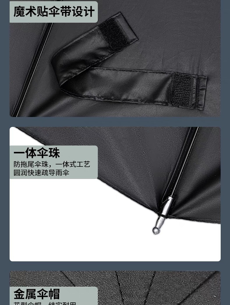 超大3-4人雨伞高级感折叠伞黑胶防晒晴雨伞加固遮阳伞印刷广告伞详情11