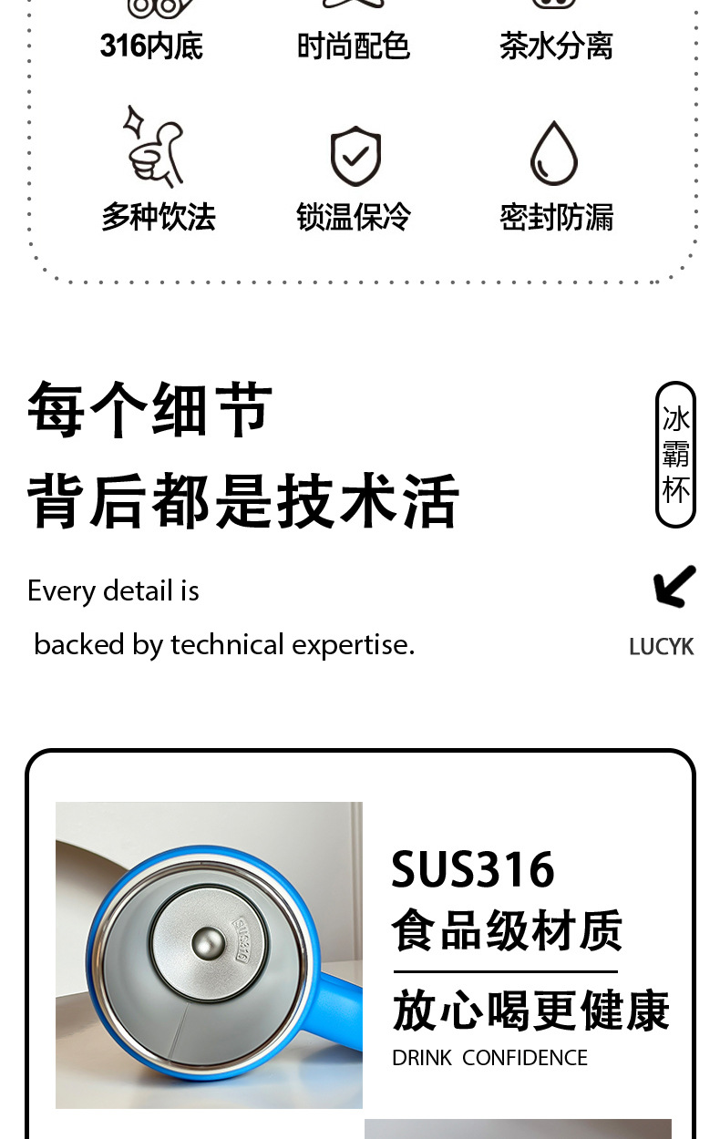 巨无霸水杯大容量耐高温女生运动水壶大号tritan高颜值吸管冰霸杯详情2