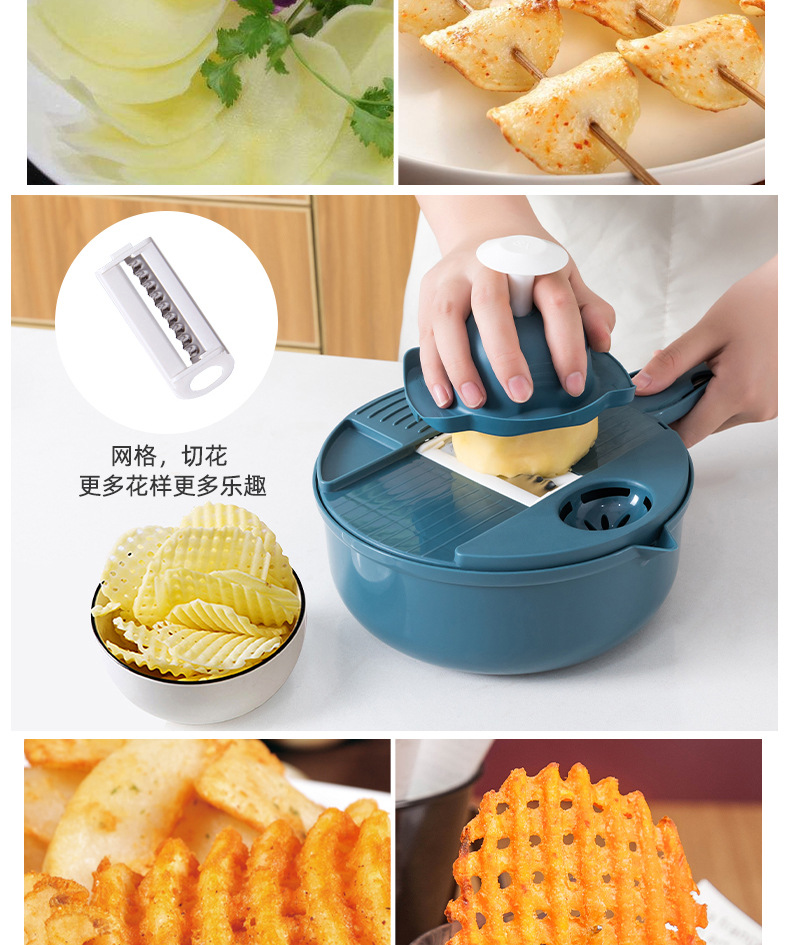 Kitchen vegetable cutter, multi-functional potato slicer, household radish shredder, slicing and shred magic tool pic 10