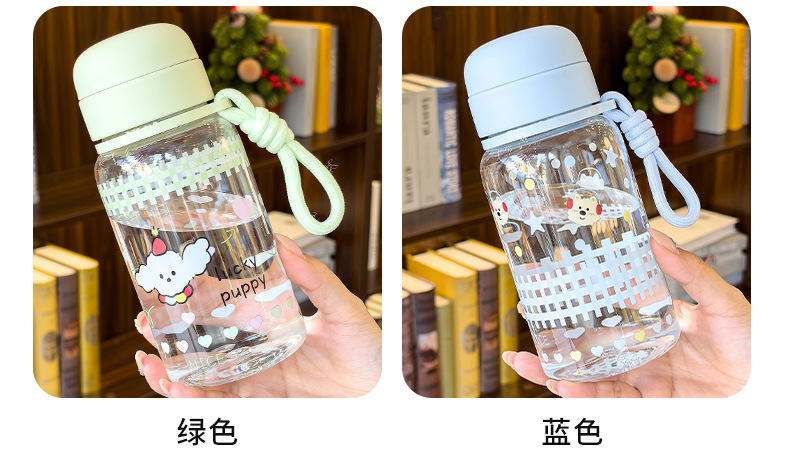 可爱卡通太阳浮雕透明玻璃带把水杯保温瓶280ml pic 11