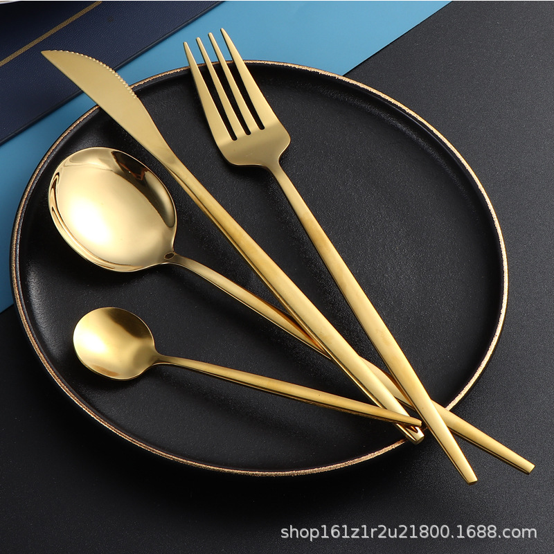 不锈钢勺子葡萄牙西餐具套装刀叉勺酒店餐厅西式牛排刀四件套跨境详情17