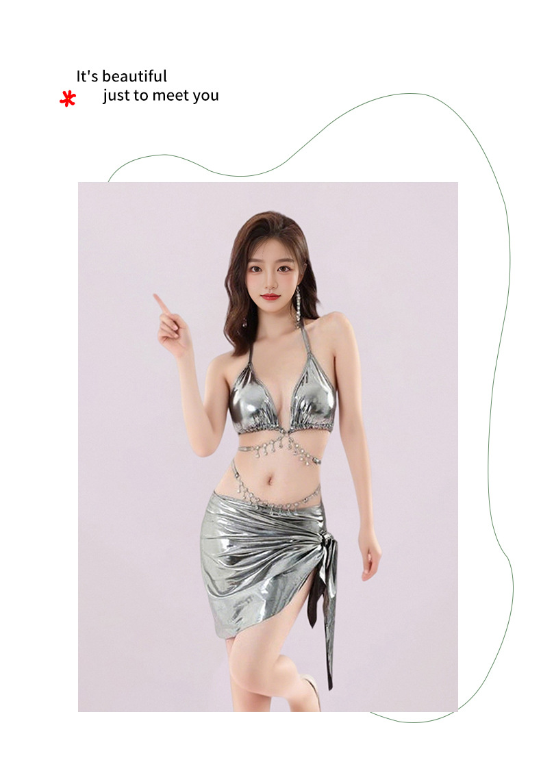 性感挂脖亮面比基尼女带链条分体泳衣套装度假海边游泳显瘦泳装125086详情10