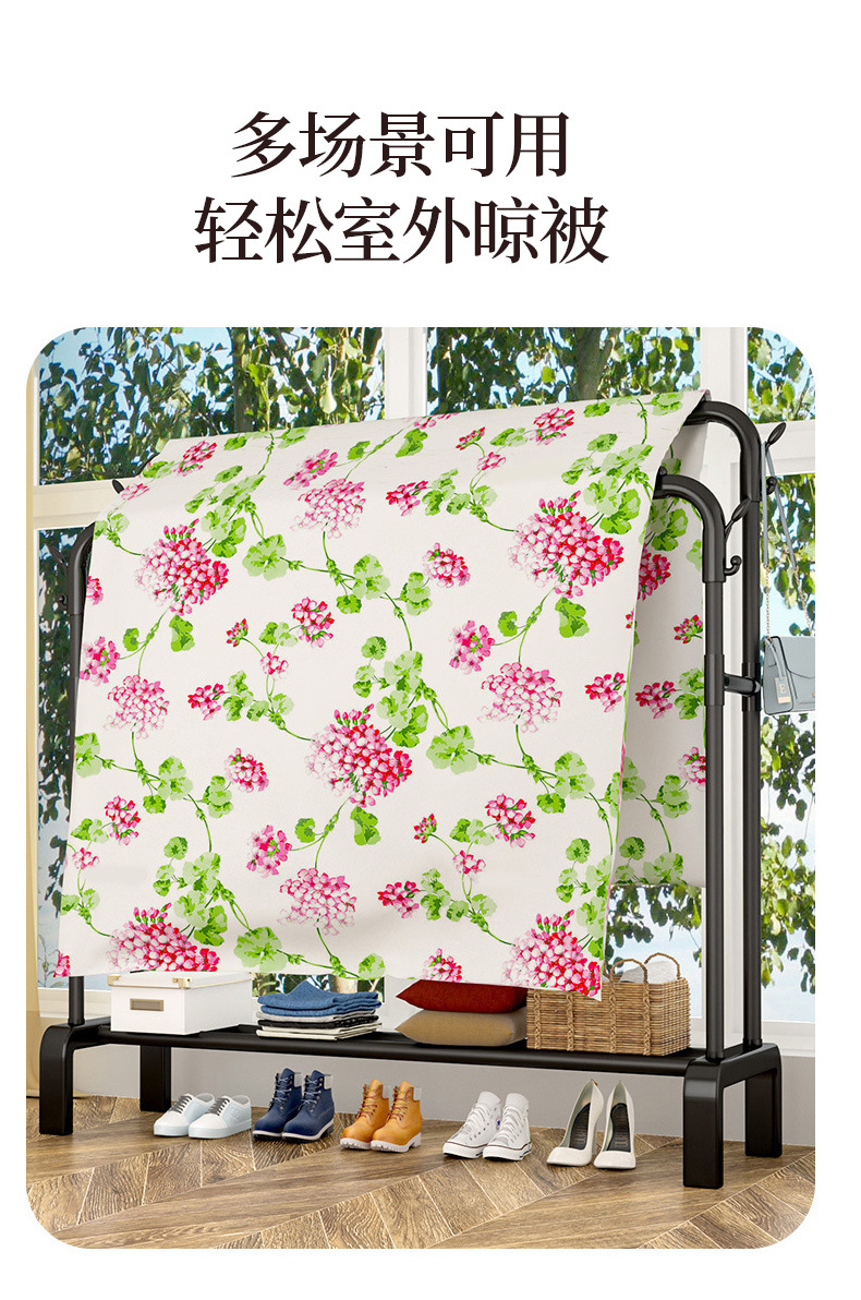 严选晾衣架落地室内阳台晒衣服架子家用卧室家用晾衣杆折叠挂衣详情10