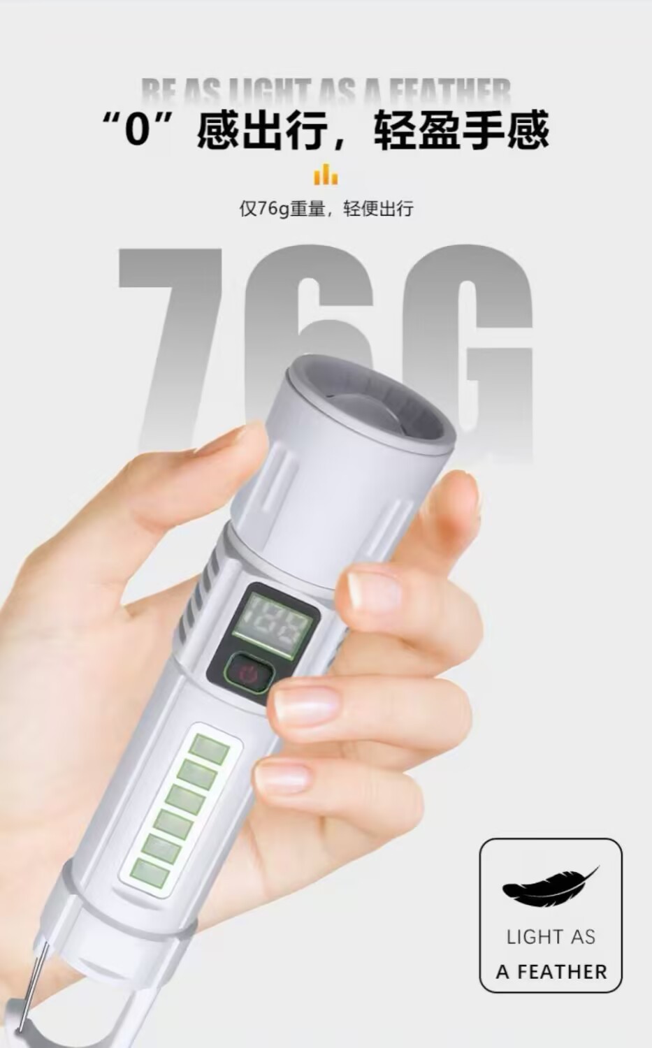 Smart hook-type high-intensity zoom flashlight, a multi-functional portable outdoor emergency lighting flashlight pic 7