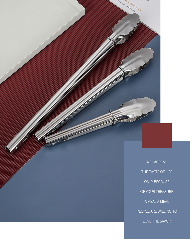 不锈钢食品夹厨房家用烹饪工具厂家批发自助餐烧烤肉面包食物夹详情8