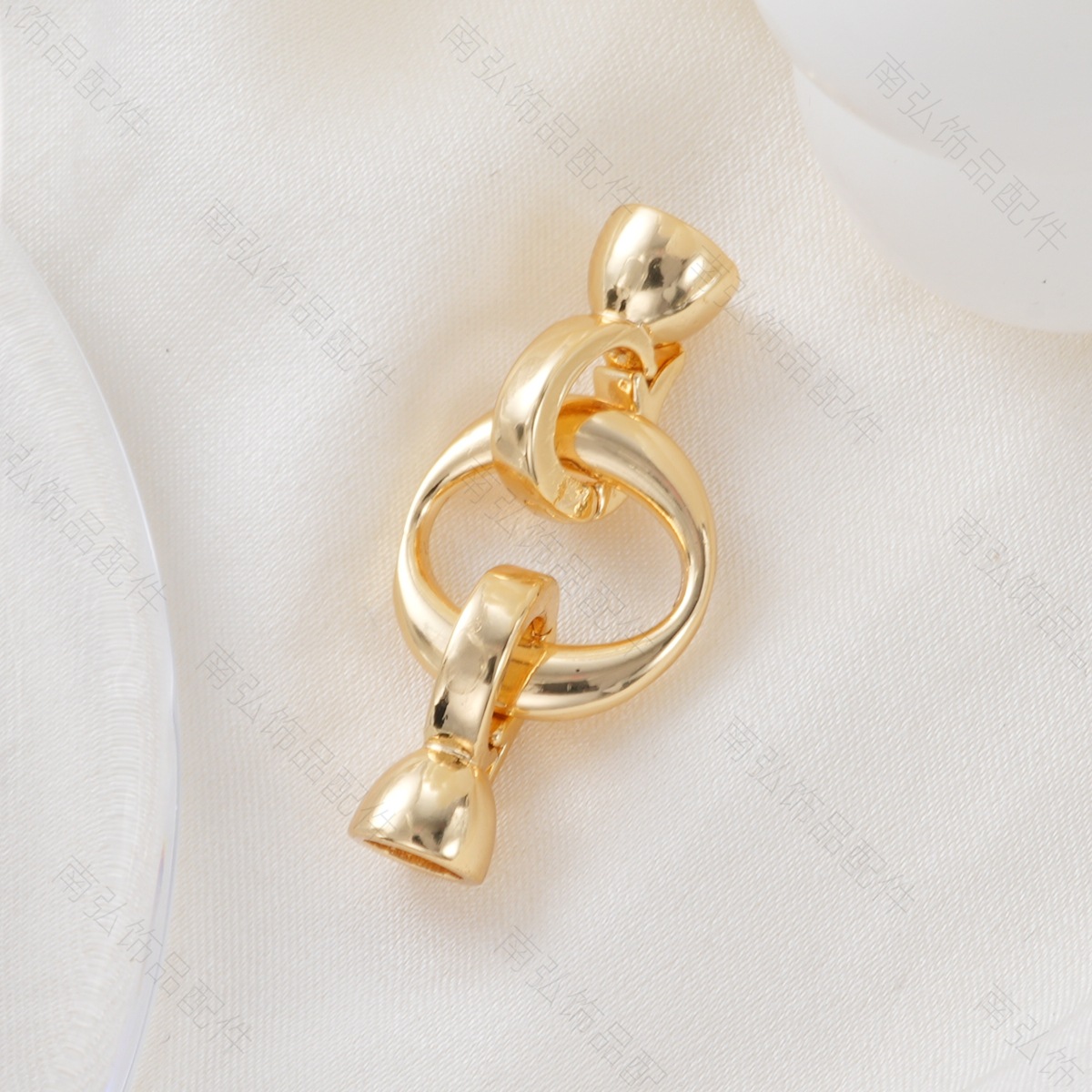 Copper-plated 18k gold color-preserving glossy circular connection buckle, horn buckle, bracelet, necklace buckle, DIY jewelry accessories pic 9