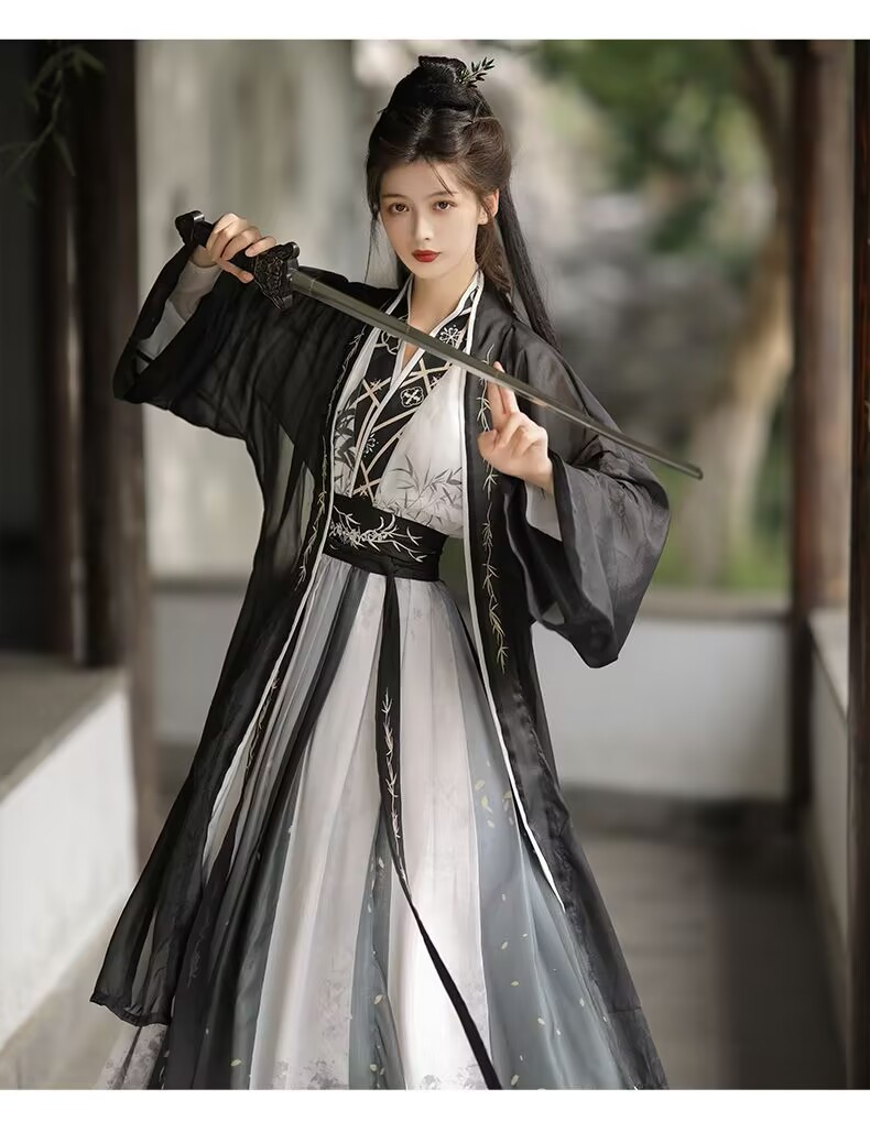 Original Song Dynasty style 褙子 Waist-length cross-collar Chinese-style ink-wash hanfu for both men and women, super cool, versatile for daily use, ancient-style set pic 14