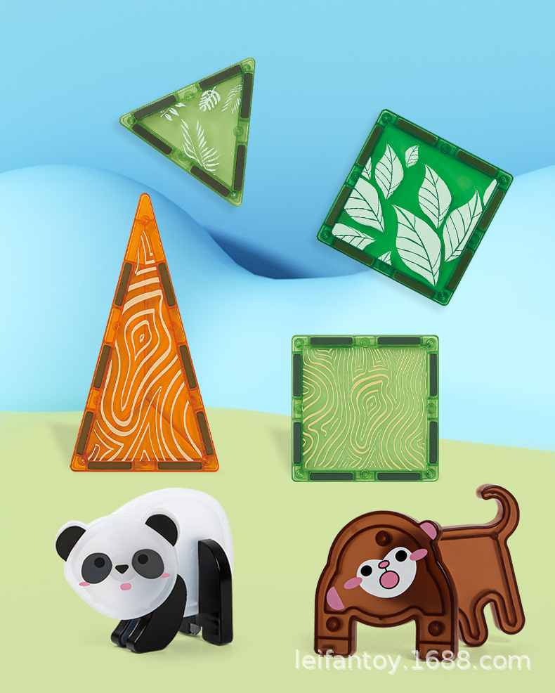 Cross-border. Magnetic sheet farm Dinosaur scene Color window Magnetic sheet Early education assembly building block toys pic 9