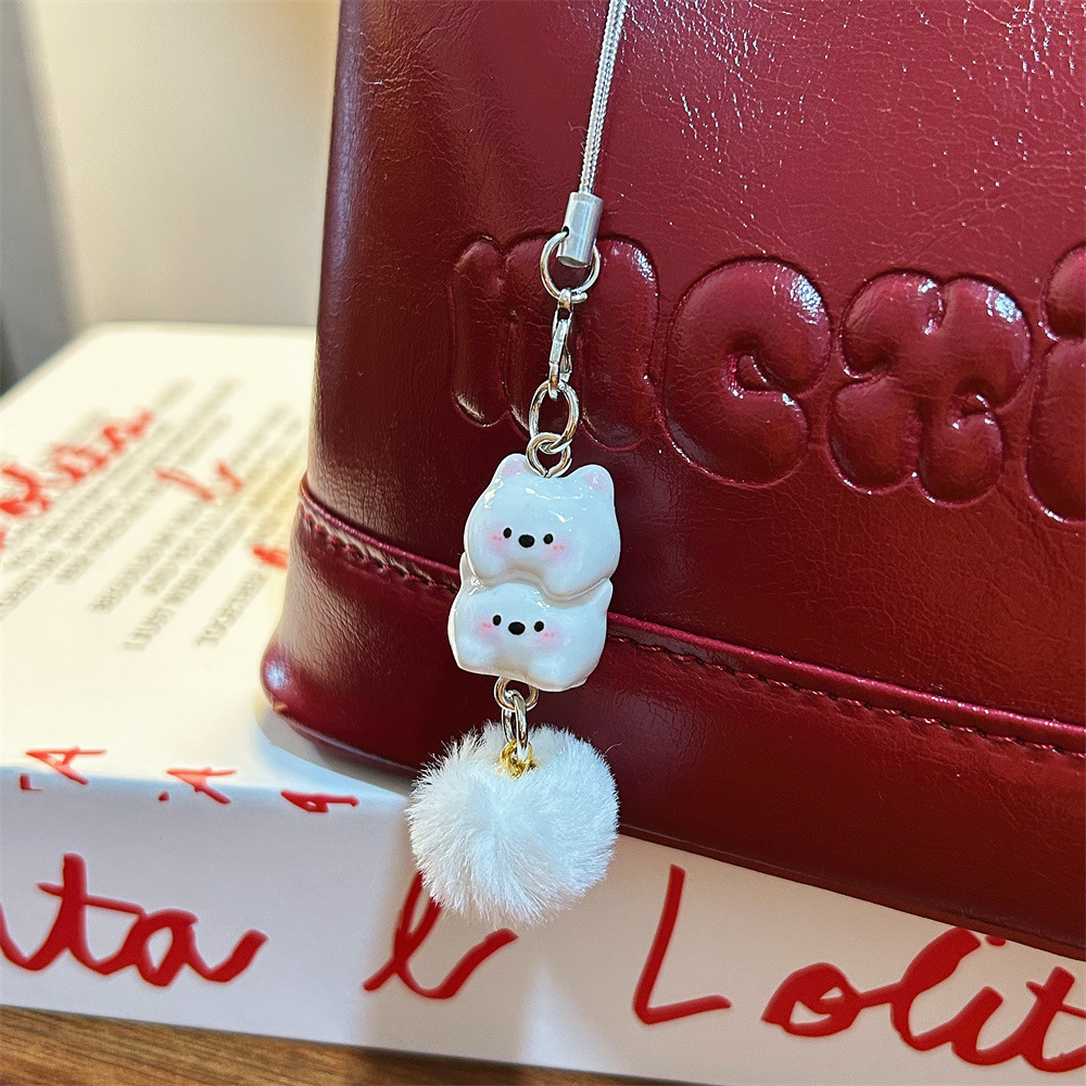 卡通甜美西高地毛球手机链少女心原创小狗钥匙扣学生书包挂饰配饰详情13