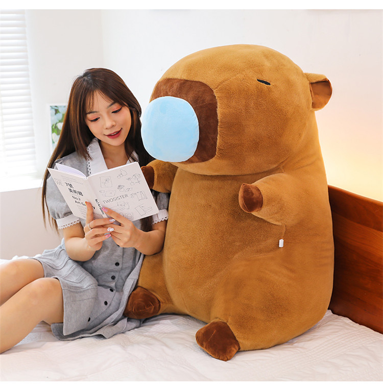 网红卡皮巴拉鼻涕玩偶立体可爱水豚公仔抱枕毛绒玩具生日礼物睡觉抱枕详情16