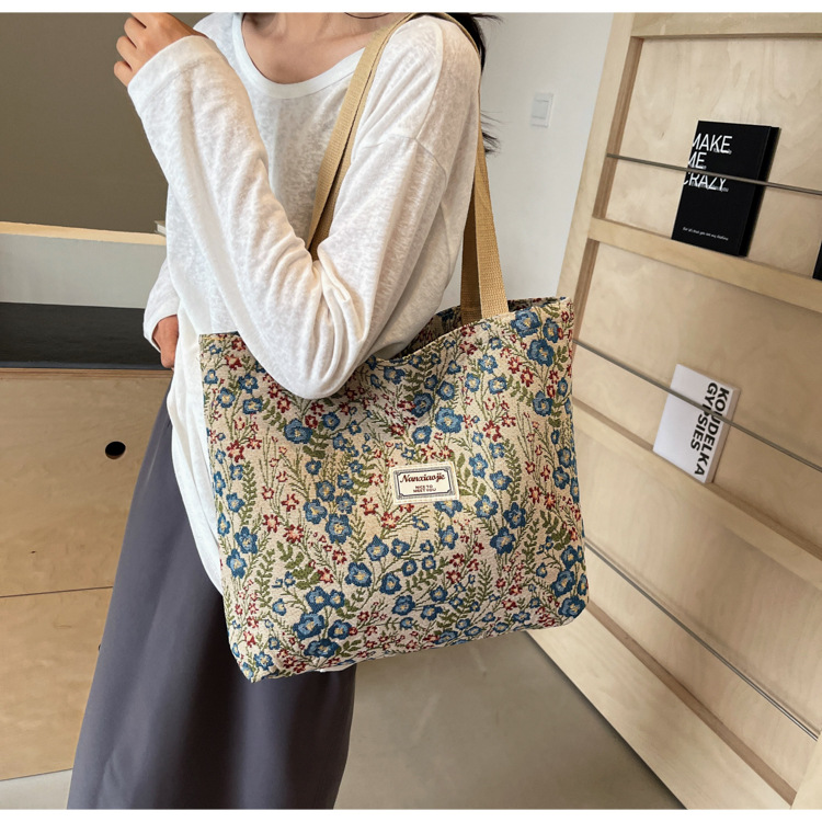 大容量帆布包包2024新款潮时尚百搭单肩手提袋子ins学生上课包女详情26