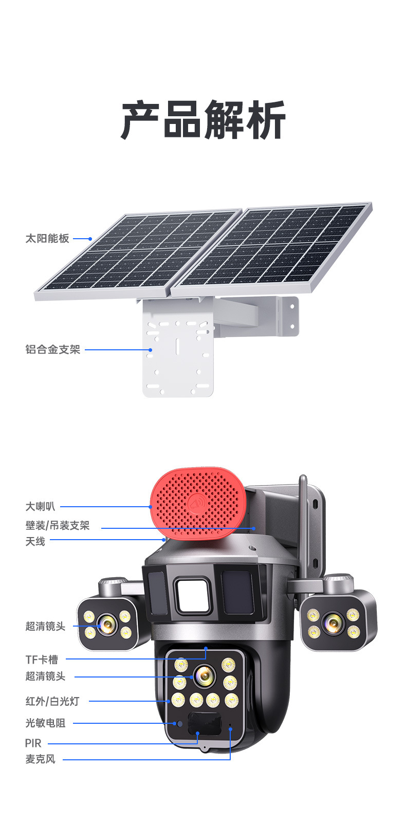 太阳能监控摄像头无电无网野外果园鱼塘使用无需充值免流量远程详情19