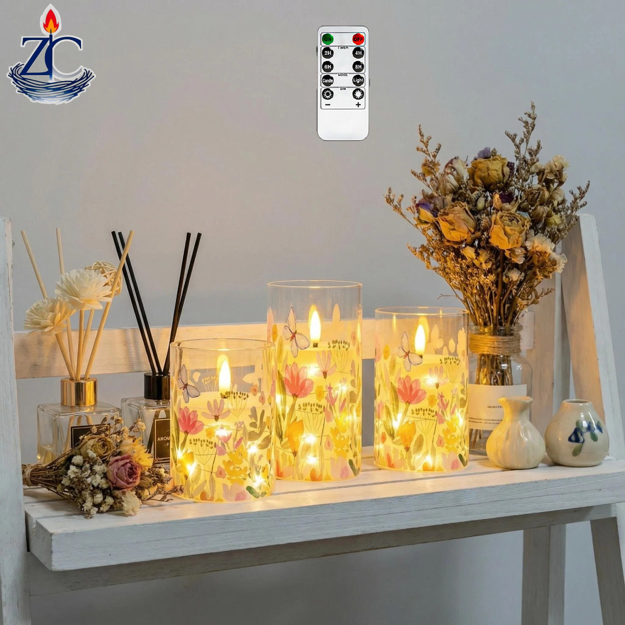 Uv-printed new handcrafted flower replaceable pattern luminous decorative candle 7.5 electronic candle factory direct sales pic 1