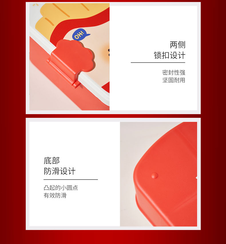 个性炸鸡薯条饭盒学生上班族便当盒午餐盒分格饭盒水果餐盒可微波详情10