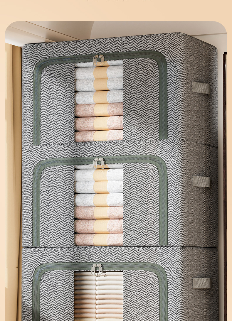 Clothing storage box, household large-capacity quilt and garment storage box, wardrobe organization box, fabric folding storage basket pic 14