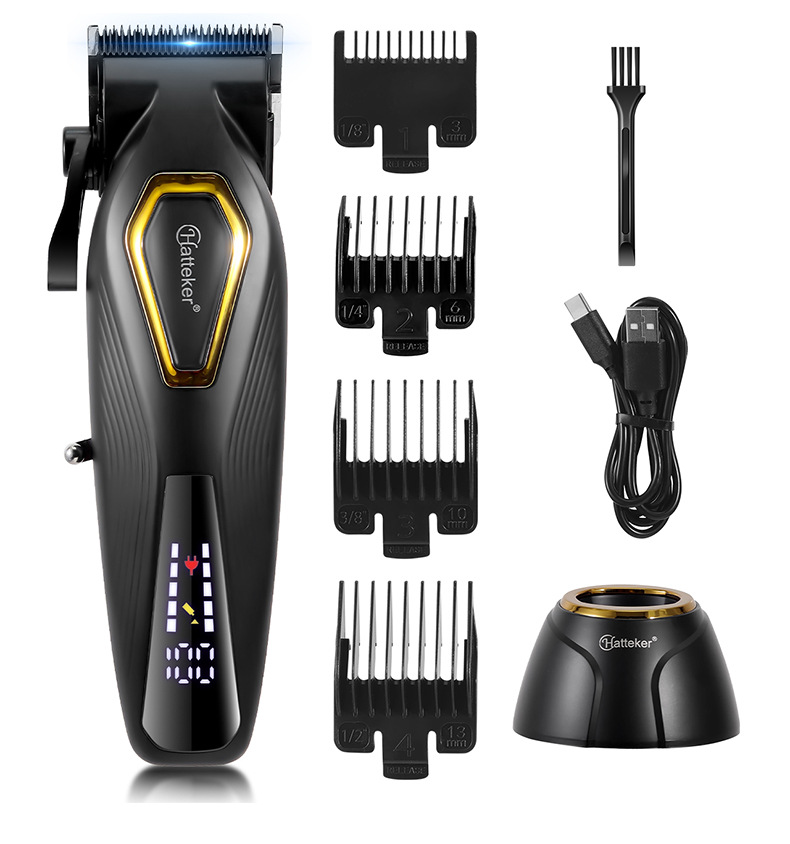 HATTEKER electric hair clipper, brushless motor, electric clipper, high-power digital display hair salon razor, clipper, charging base, clipper pic 10