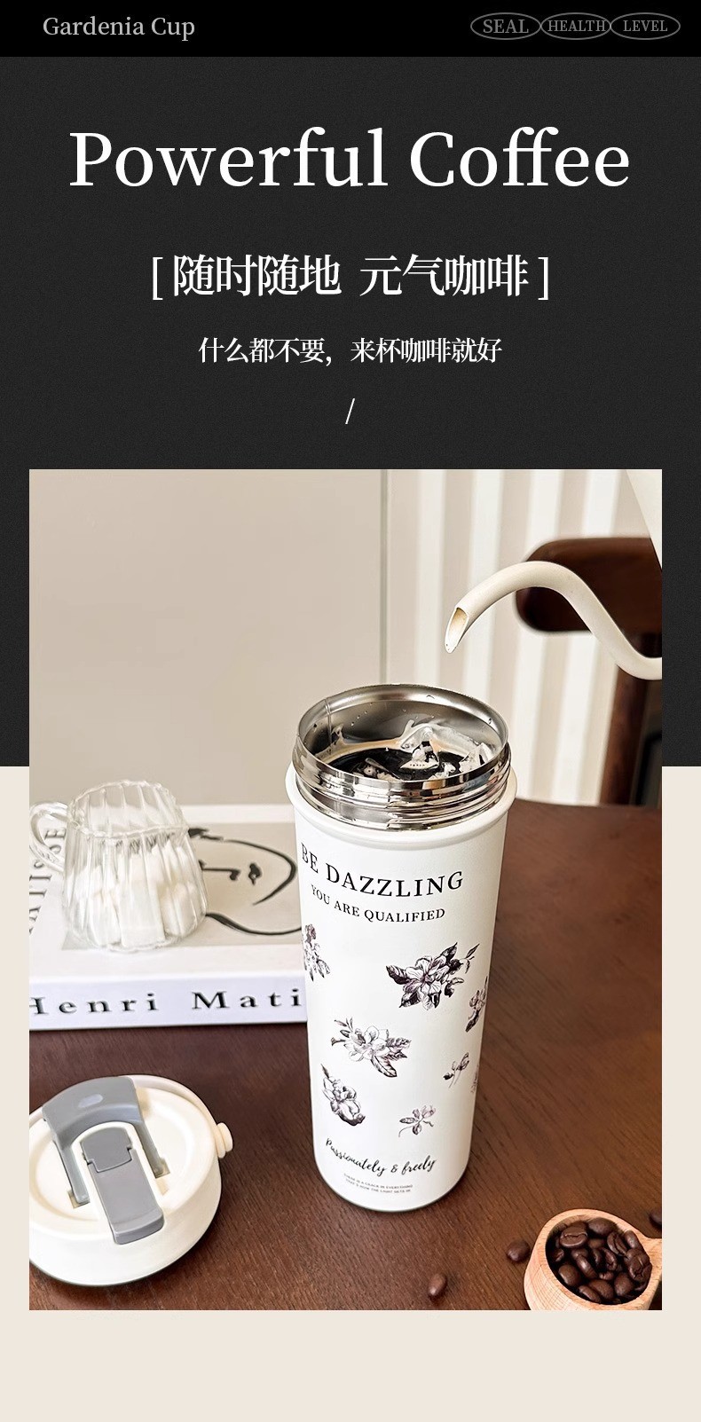 New type of insulated cup, 316 stainless steel coffee cup, high appearance level, portable straw water cup, large-capacity fruit tea cup customization pic 9